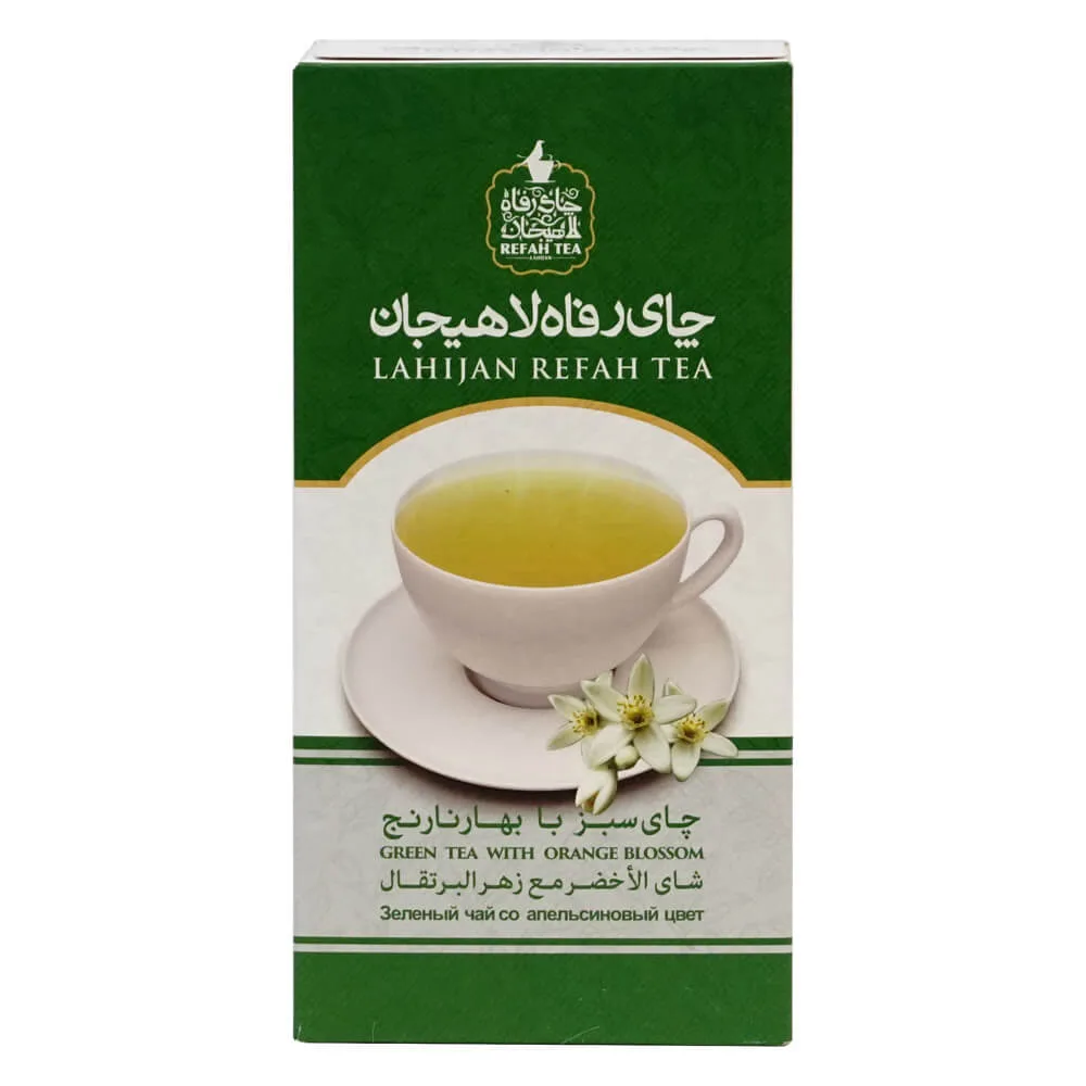 چای سبز کیسه ای رفاه لاهیجان با طعم بهارنارنج